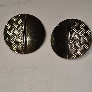 Vintage Half Weave Round Pierced Earrings